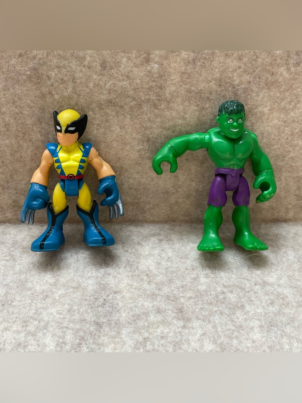 Imaginext Marvel Wolverine and Hulk figures.  2.5”